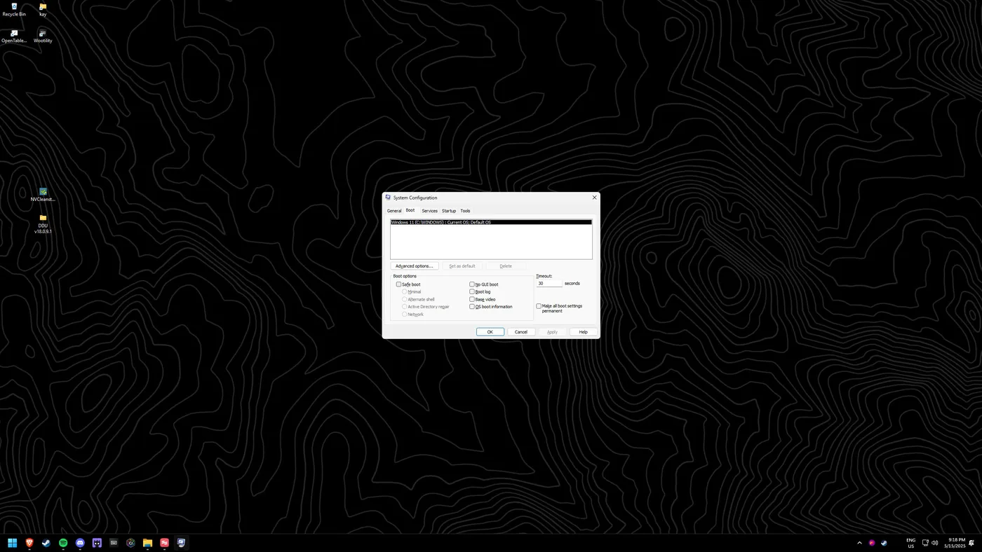 Launch msconfig