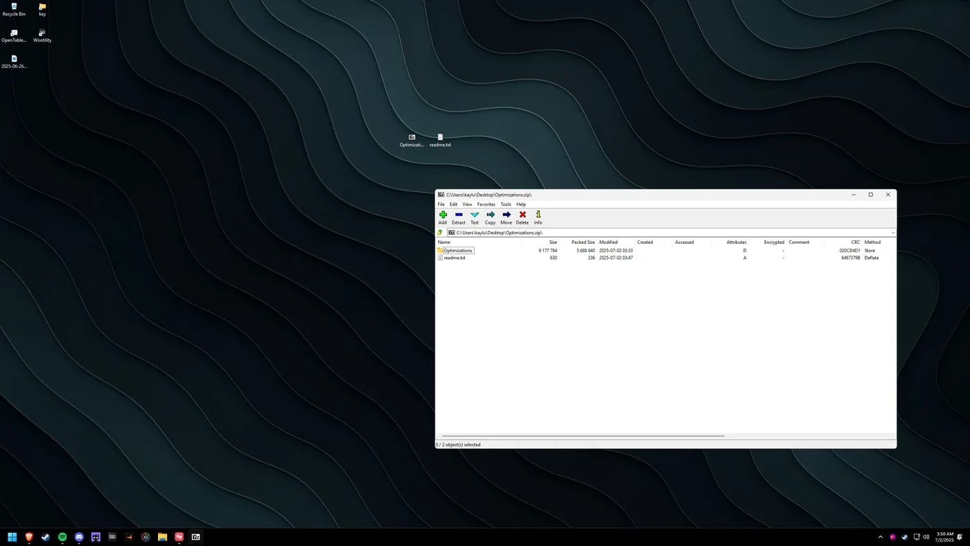 Extract to your desktop