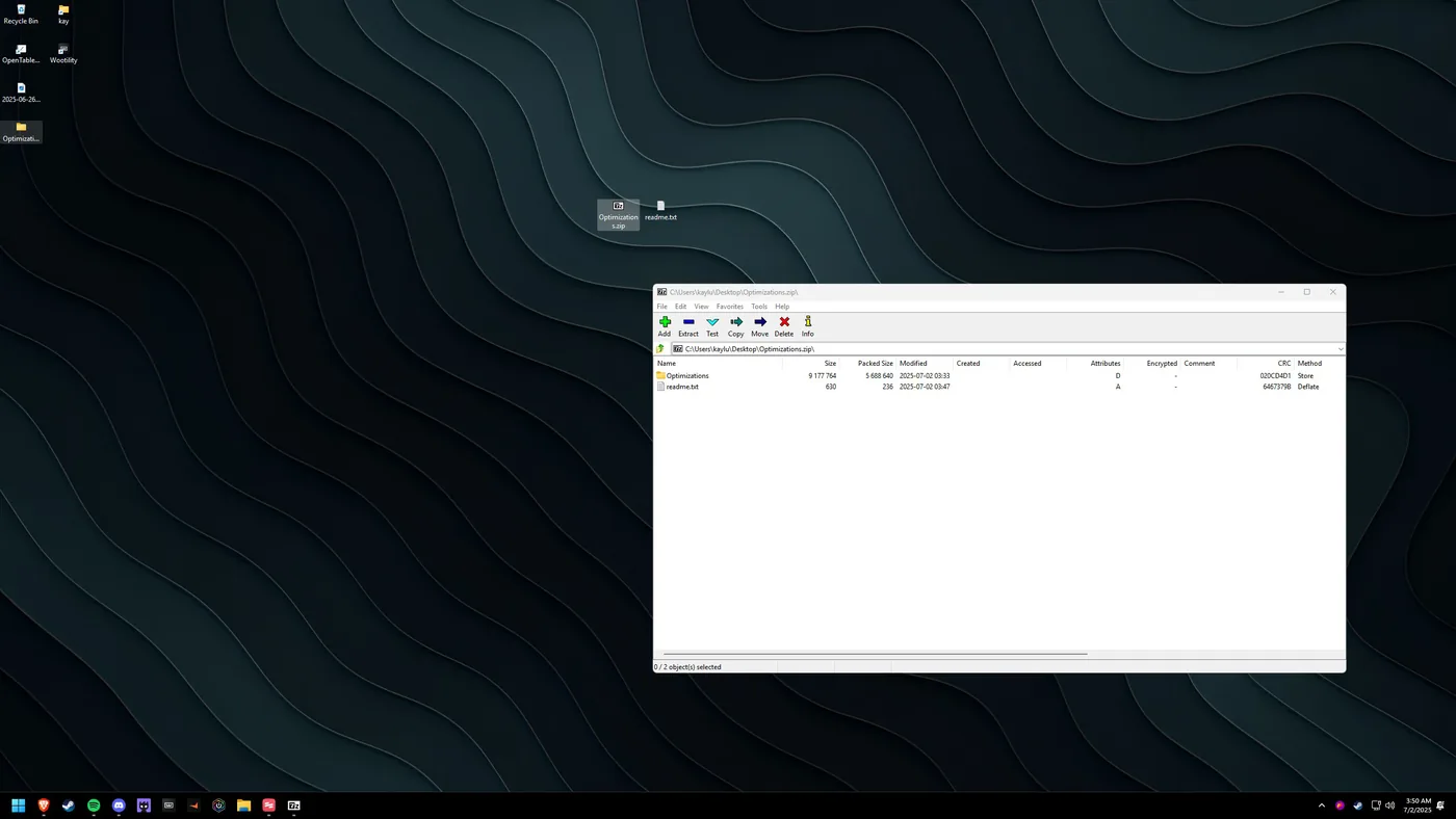 Open the Optimizations folder