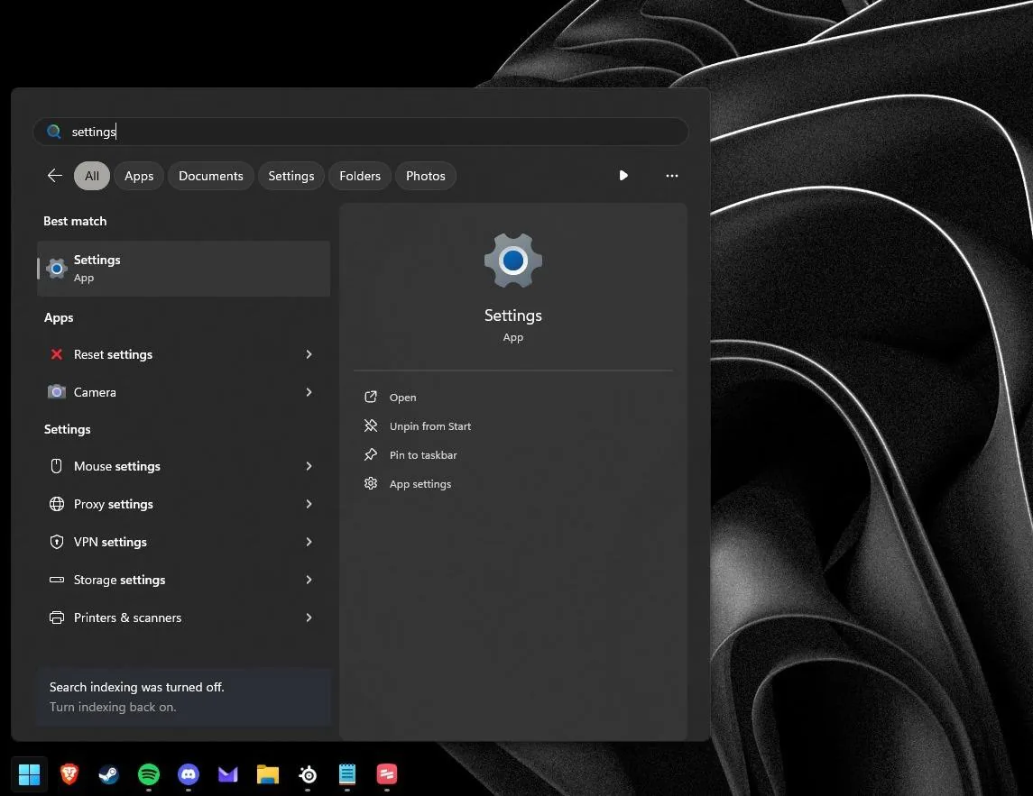 Open Settings