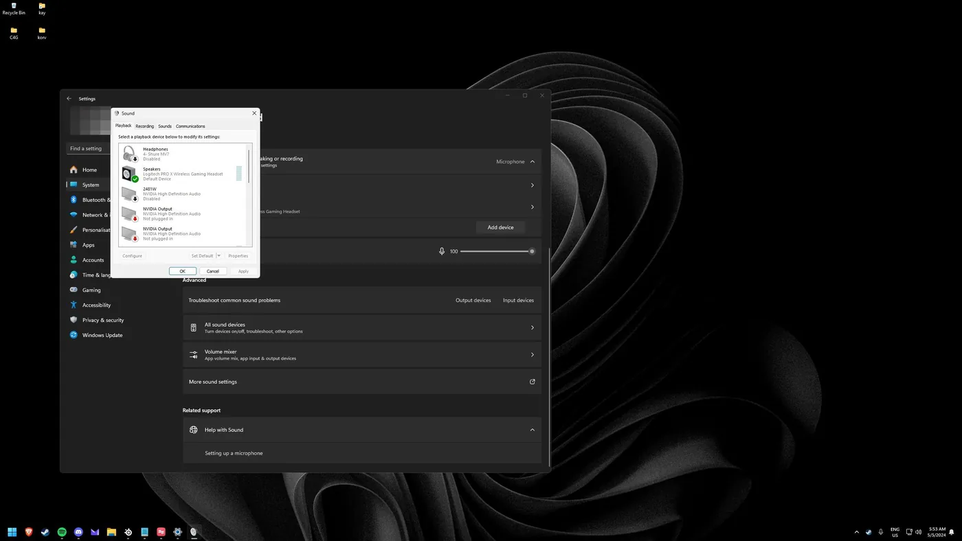 Go to the Recording tab