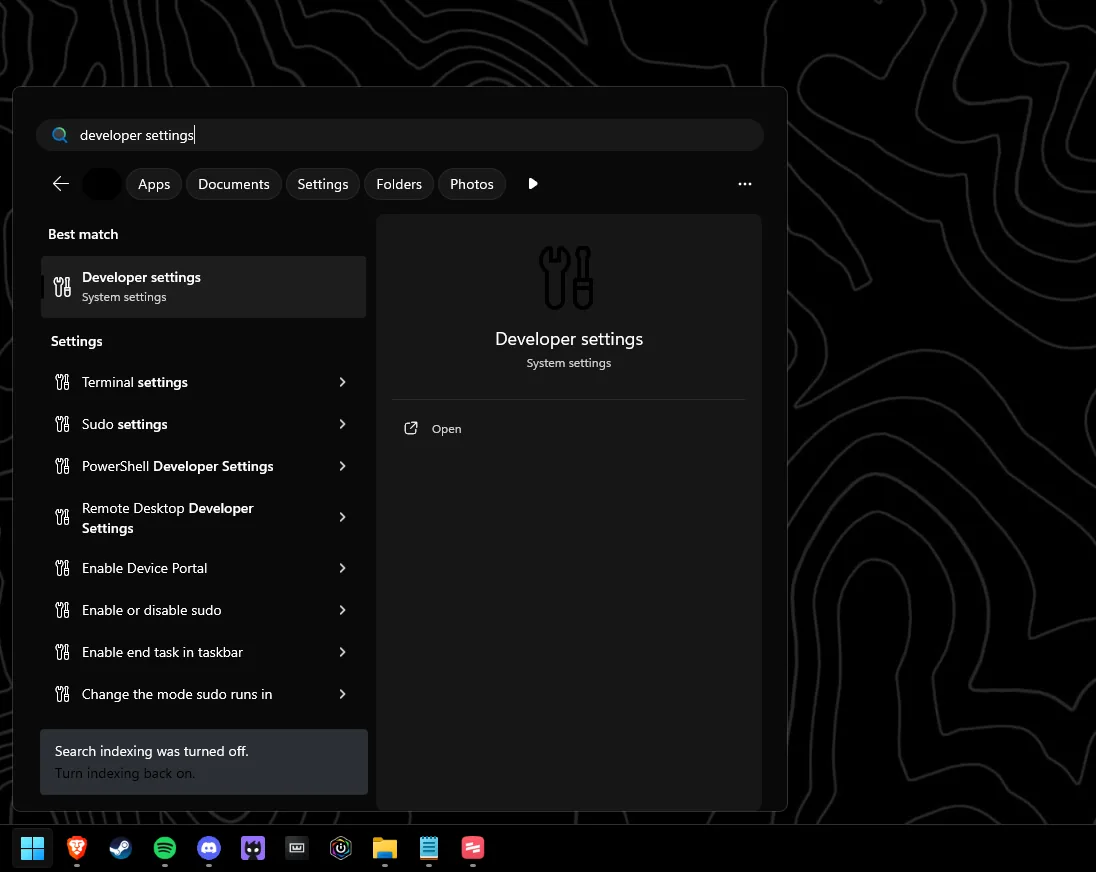 Enable developer tools and Sudo