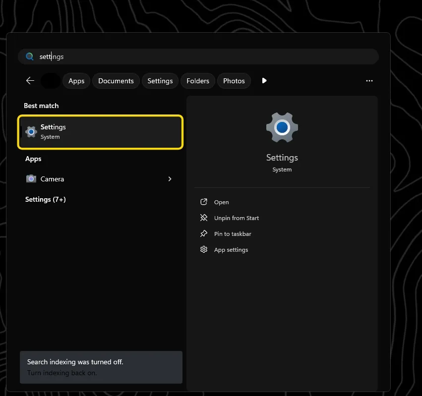 Open Settings